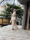 Payetli Kimonolu Takım Krem