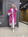 Pembe Beyaz Desen Kimono