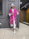 Pembe Beyaz Desen Kimono