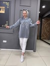 Saten Taşlı Sweat Füme