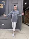 Saten Taşlı Sweat Füme