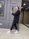 Saten Taşlı Sweat Siyah