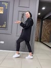 Saten Taşlı Sweat Siyah
