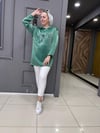 Saten Taşlı Sweat Yeşil