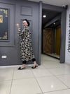 Siyah Vizon Yaprak Desen Kimono