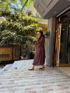 Taşlı Abaya Takım Kahve