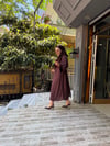 Taşlı Abaya Takım Kahve