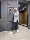 Yan Fermuarlı Kapüşonlu Sweat Gri