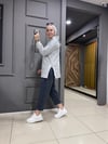 Yan Fermuarlı Kapüşonlu Sweat Gri