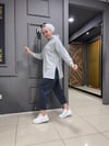 Yan Fermuarlı Kapüşonlu Sweat Gri
