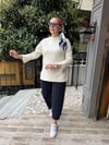 Yırtmaçlı Çizgili Sweat Beyaz
