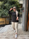 Yırtmaçlı Çizgili Sweat Siyah