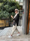 Yırtmaçlı Çizgili Sweat Siyah
