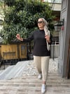 Yırtmaçlı Çizgili Sweat Siyah