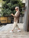 Yırtmaçlı Çizgili Sweat Vizon