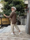 Yırtmaçlı Çizgili Sweat Vizon