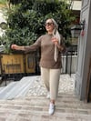 Yırtmaçlı Çizgili Sweat Vizon