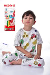 Boyanabilir Çocuk Pijama Takımı Unisex - %100 Pamuklu ve Hediyeli Kalem Seti