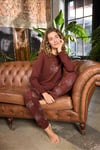 Kadın %100 Pamuklu Pijama Takımı – Uzun Kollu, Ev Desenli