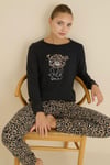 Kadın Termal Pijama Takımı – Leopar Desenli, Yumuşak ve Sıcacık Kışlık