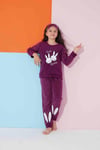 Kız Çocuk Tavşan Desenli Polar Pijama Takımı + Uyku Bandı