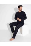 Tarık Erkek Siyah Ekoseli Uzun Kollu Interlok Pijama Takımı