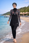 Tesettür Mayo 4'lü Takım Su İtici Tam Kapalı Mayo Bone Sütyenli Üst Alt Mayo Set