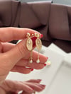 Sallantılı İncili Midye Küpe