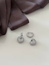 Silver Renk Bombeli Kalp Küpe