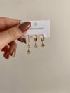 Üçlü Damla Küpe Seti Gold