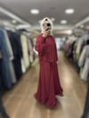 25YGSTKM1860/Ghisa Fırfır Detay Etekli Takım - Bordo