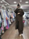 25YGSTKM7329/Ghisa İpek Cupro Üçlü Takım - KAHVE