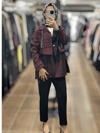 27W7603 DANTEL DETAYLI CEKET - BORDO