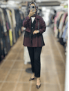 27W7603 DANTEL DETAYLI CEKET - BORDO