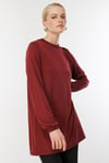 GSBASİC4829/Ghisa Uzun Kol Simli Tunik - bordo
