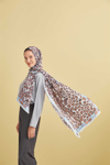 İmannoor Bordür İndigo Panter Floş Viskon Şal 70x200