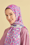İmannoor Bordür Pembe Panter Floş Viskon Şal 70x200