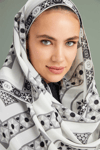 İmannoor Labirent Beyaz Krep İpek Şal 80x210