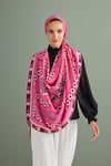 İmannoor Labirent Pembe Krep İpek Şal 80x210