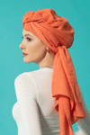 İmannoor Zincir Desen Orange İpek Şal 70x210