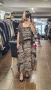İTALY E361 LEOPARLI ASKILI ÜSTÜ FİLE JİLELİ ELBİSE - KAHVE