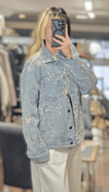 İTALY E8945 İŞLEMELİ KOT CEKET - MAVİ