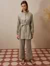 Kayra KY-B25-76012 Nakış İşlemeli Rayon İkili Takım - Kül Yeşili