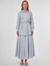 kayra KY-B25-81062 Yakası Taş İşlemeli Müslin Tunik - Mavi