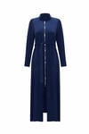 Miss Dalida T25Y-8006 Cebi Kapitoneli Uzun Cupro Ceket - Navy Blue