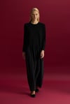 Miss Dalida T26Y-4038 Büzgü Detaylı Triko Cupro Elbise- BLACK