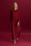 Miss Dalida T26Y-4038 Büzgü Detaylı Triko Cupro Elbise - CHERRY