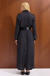Miss Dalida T26Y-8000 Düz Renk Denim Trenchkot - BLACK