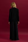 Miss Dalida T26Y-8203 Fermuarlı Cupro Detaylı Triko Ceket - BLACK