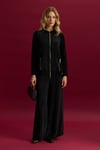 Miss Dalida T26Y-8203 Fermuarlı Cupro Detaylı Triko Ceket - BLACK